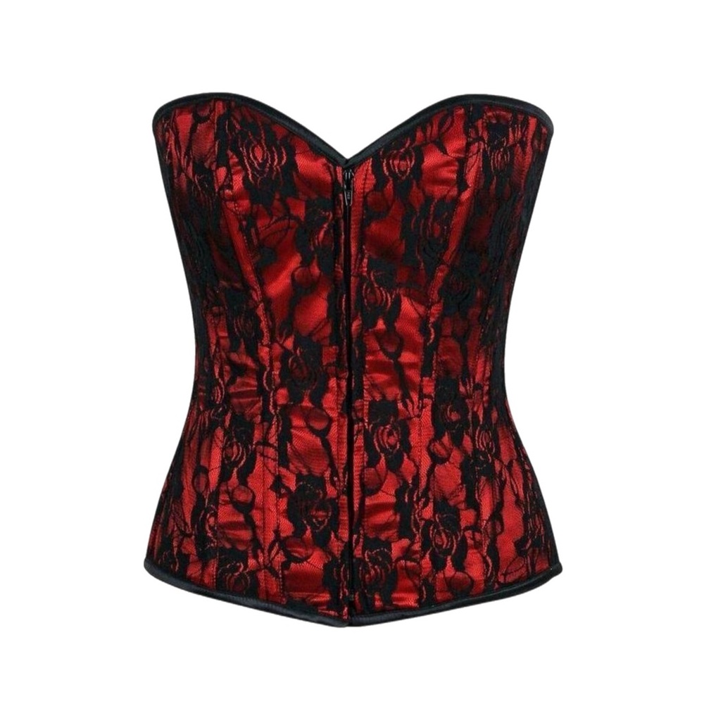 Daisy Corsets Lavish Red & Black Lace Front Zipper Corset XXL - Picture 2 of 8